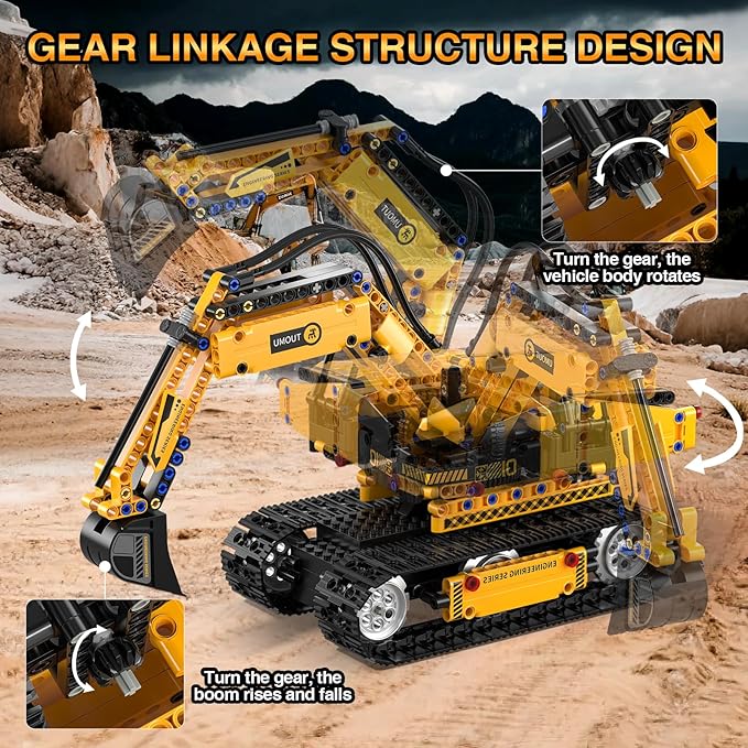 5 in 1 Building Toys STEM Robotics Kit for Kids 6-14 Remote &amp APP Controlled STEM Excavator/Truck/Robot/Bulldozer/Roller 535 PCS Blocks RC Robot Erector Sets Birthday Gift for 8 10 11 12+ Years