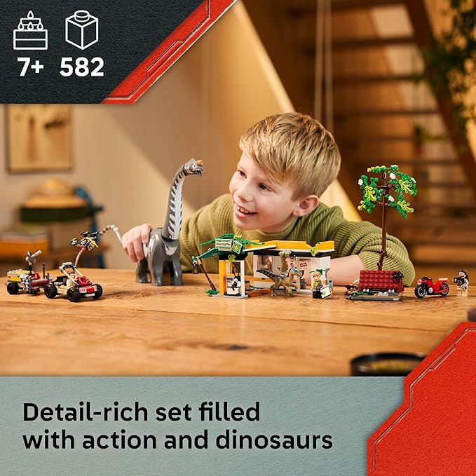 LEGO Jurassic World Raptor &amp Titanosaurus Tracking Mission Kids Toy - Building and Learning Toy for Pretend Play - Dinosaur Action Figures for Boys &amp Girls Ages 7+ - Gift Idea for Birthdays -