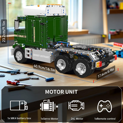 Mould King Tractor Truck Block Kits Model, MOC Building Blocks Set to Build, Gift for Age 14+/Adults Collections Enthusiasts(2,060 Pieces with Motor/APP Remote Control)