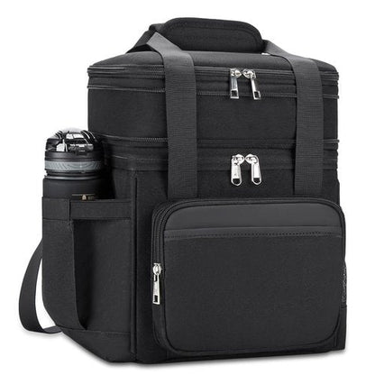 holuxer Insulated Lunch Bag & Lunch Box for Men - Double Deck Reusable Lunch Bag for Women Tote Cooler Bag Leakproof Soft Expandable - Large Lunchbox for Work/Adult/Picnic/Outdoor (Black，15L)