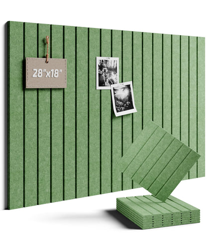 Felt Bulletin Board Tiles -28"x18" with 40 Adhesive Tabs, Cork Board Alternative for Office Decor, Push Pin Board Wall Organizer 6-Pack (Moss Green)