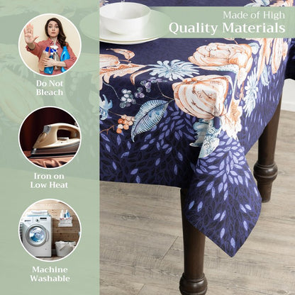 Maison d' Hermine Table Cloth Square Table 100% Cotton 60 x 60 Inches Fall Tablecloth Reusable Everyday Use for Thanksgiving Christmas Decorations Dining Farmhouse Party (Pumpkin Blues)
