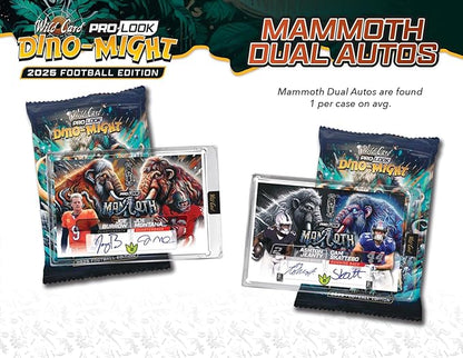 2025 Wild Card Dino-Might Football Hobby Trading Card Box (1 Oversized Mammoth Card Per Box)