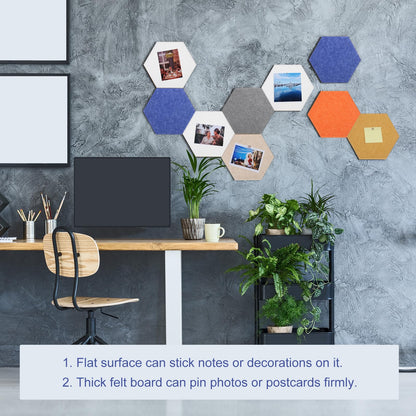PATIKIL Felt Bulletin Board, 12"x10", 6 Packs Self Adhesive Hexagon Felt Tiles for Sound Proofing Wall Panels for Home Office Recording Studio,Game Room, Dark Gray