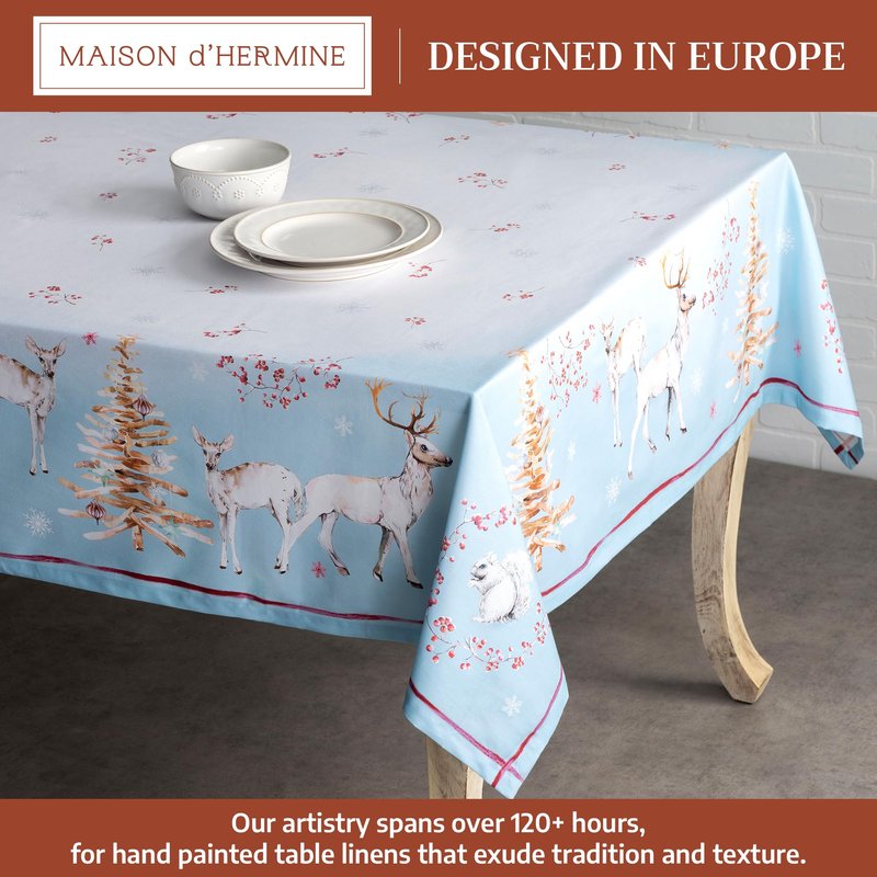 Maison d' Hermine Table Cloth Square Table 100% Cotton 54 x 54 Inches Fall Tablecloth Reusable Everyday Use for Thanksgiving Christmas Decorations Dining Farmhouse Party (Fairy Tale Forest)
