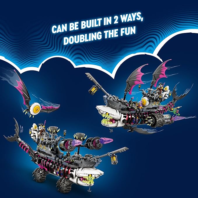 LEGO DREAMZzz Nightmare Shark Ship 71469 Construct The Building Toy Set as a Flying Pirate Ship or a Monster Truck Includes 4 Minifigures Shark Toy Gift for Tweens and Kids Ages 10 and Up