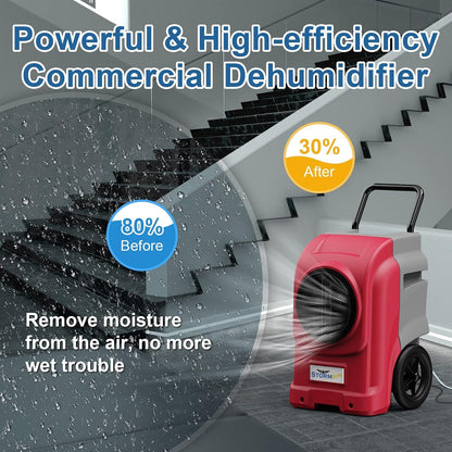 ALORAIR 270 Pints Commercial Dehumidifier with Pump, Whole House Dehumidifiers for Large Room, Industrial Large Dehu with Drain Hose for Basement, Water Damage Restore, Limited 6 Years Warranty