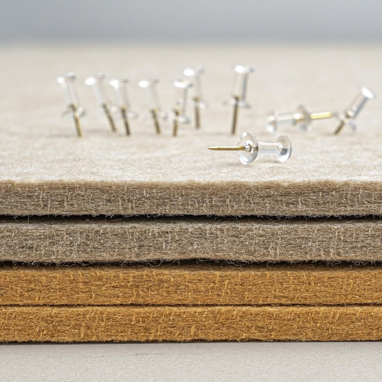 Lightomorrow Bulletin Board, 36 x 24 inches Felt Board - Decorative Pin Board, Cork Board Alternative for Wall, 3' x 2' Foldable Self-Adhesive Vision Board Prayer Board with 20 Pushpins - Beige Brown