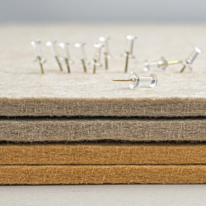 Lightomorrow Large Bulletin Board - 48 x 36 Inches, Decorative Felt Pin Board for Wall - 4' x 3' Foldable Photo Display Board with Self-Adhesive Tape, Includes 20 Push Pins - Beige Brown