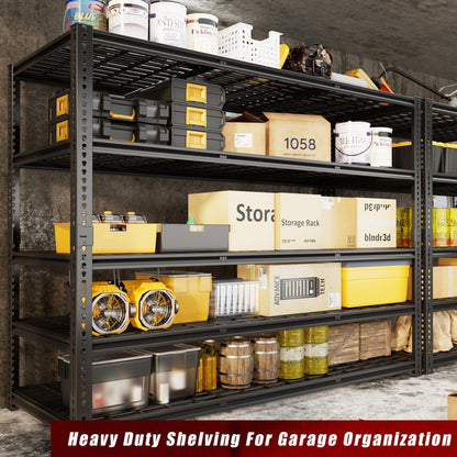 VDEVY 60" W Garage Shelving Heavy Duty, 5-Tier Storage Shelves, 3030LBS Adjustable Metal Shelving Units for Basement, Kitchen, Commercial, Warehouse,Pantry, Black