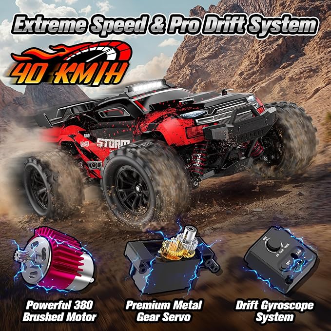 1:18 RC Cars 2.4GHz 4WD High Speed 40 KM/H Remote Control car with Drift Wheel All Terrain Off Road Monster Truck RC Drift Car with Gyro for Adults Boys 8-12