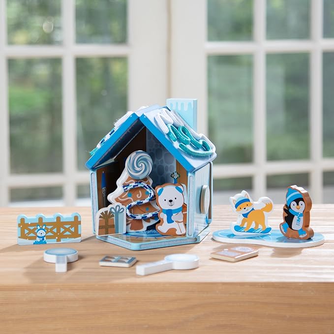 Melissa &amp Doug Winter Frost Wooden Gingerbread House Play Set for Boys and Girls 3+