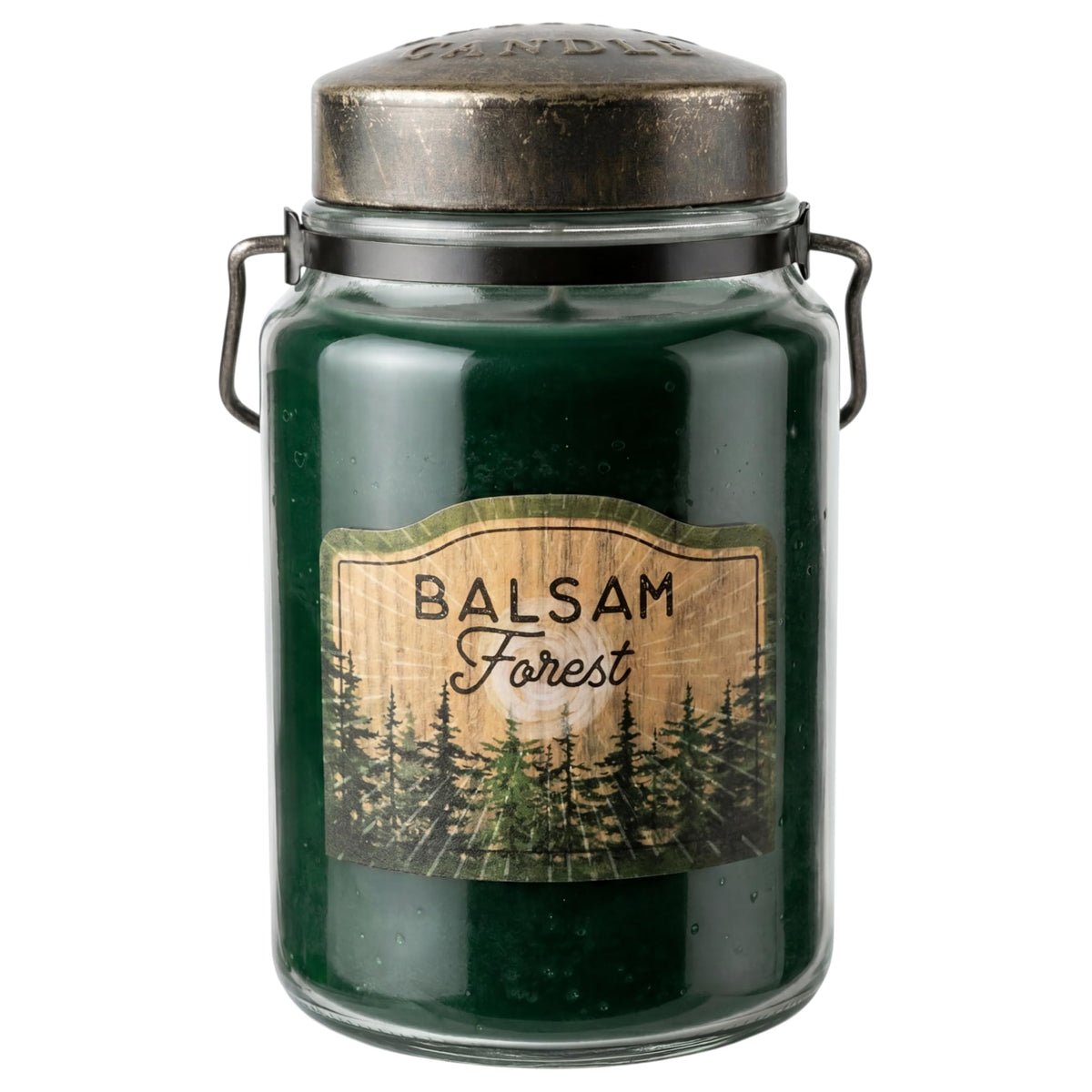 McCall’s Candles | Balsam Forest | 26 oz Scented Candle | USA-Poured | Vintage Rustic Jar with Carrying Handle | Crisp Evergreen Winter Fragrance