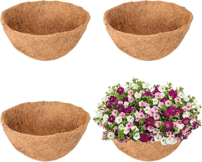 Legigo 8-Inch Coco Fiber Hanging Basket Liners - 4 Pack of 100% Natural Round Planter Inserts
