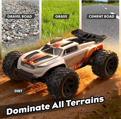 Jetwood 1:18 RC Car 36+ KPH Fast Remote Control Monster Truck with 2 Batteries 4WD Adult RC Truck Ready-to-Run for Beginners All Terrain Off-Road RC Buggy JC18W