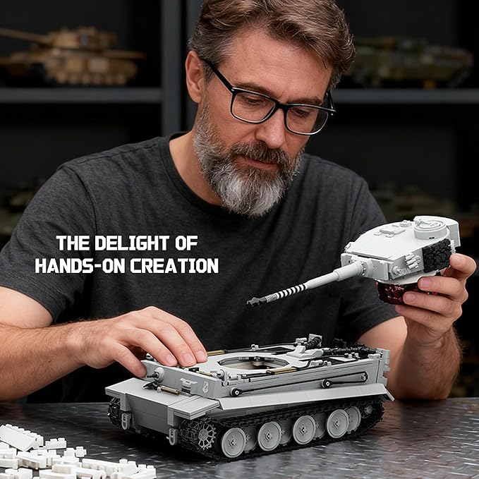 WW2 Tiger Heavy Tank S04 Building Sets Panzer VI Army Military Vehicles Collectible Model for Adults Boys 14+ 1544PCS White