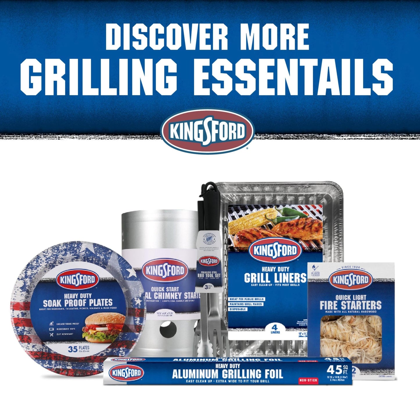 Kingsford Stainless Steel 3-Piece BBQ Tool Set | Tongs, Basting Brush, Spatula | Rust-Resistant Grilling Tools