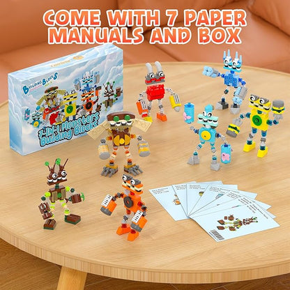 7-in-1 Singing Monsters Building Blocks 7 Packs My Music Game Monster Friends Building Set Game Action Figure Building Toys for Boys and Girls Adults 639 PCS