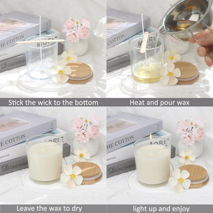 MILIVIXAY 12 Pack 10 OZ Clear Thick Glass Candle Jars with Lids - Bulk Empty Candle Jar for Making Candles - Spice, Powder Containers.