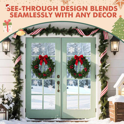 VIS'V Wreath Hanger, Large Twist Lock Suction Cup Wreath Hooks, Heavy Duty, 22 LB Capacity, Removable and Reusable, Round, Clear, 2 Pcs