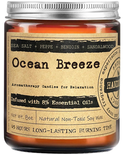 KOTKAS Ocean Breeze Scented Candles - 8oz Natural Scented Soy Candles Non Toxic, Aromatherapy Candles for Home Scented Candles Gifts for Women Bath Relaxing Calming Soothing Relaxation Stress Relief