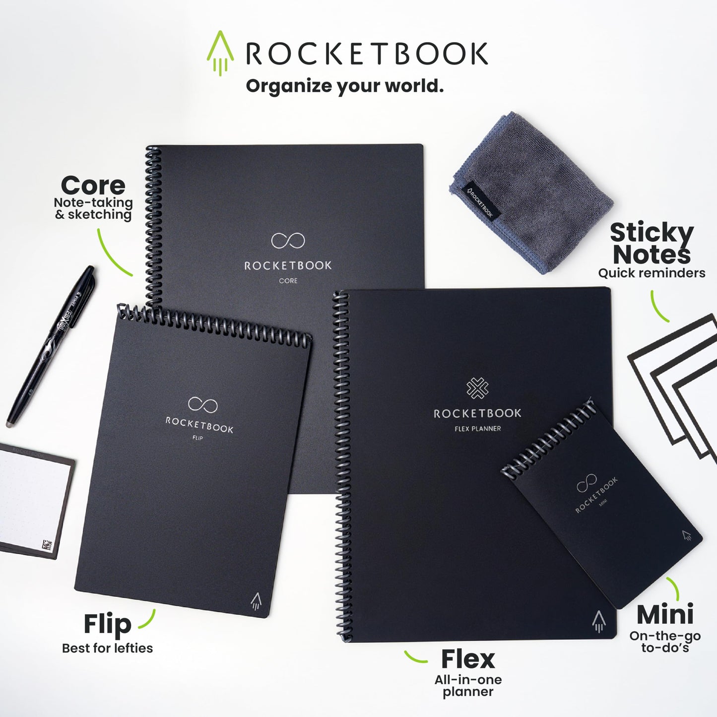Rocketbook Flex Reusable Planner, Smart Undated, Daily, Weekly, Monthly, Annual Calendar Templates, Letter Size 8.5x11, Teal (Pack of 1)