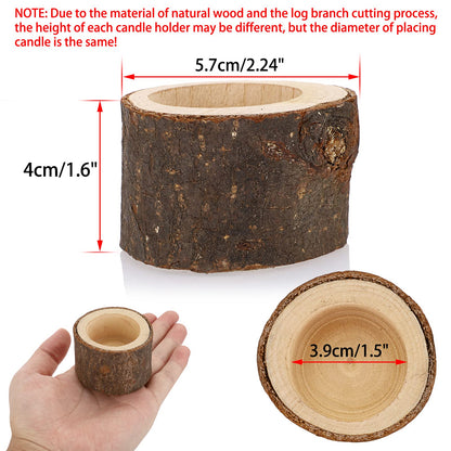 OwnMy Set of 24 Wooden Tea Light Candle Holders Votive Candle Holders, Rustic Wooden Pillar Candle Stands Vintage Tealight Holders Set Candle Centerpieces for Dining Table Wedding Party, 1.6" H