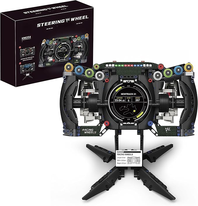 Racing Simulator Steering Wheel Building SetFormula Racing Steering Wheel Toy with Display Stand &amp 360 ° RotatingCompatible with lego Car KitHome Office Decor Gift for Racing Lovers &amp Adult