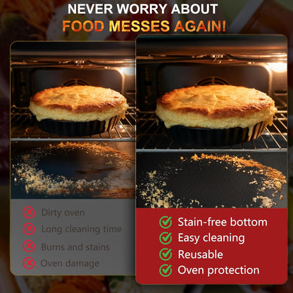 Large Oven Liners by Skiennix - Heavy Duty Non-Stick Mat | Reusable & Heat Resistant, 17"x75", BPA/PFOA Free (Black)