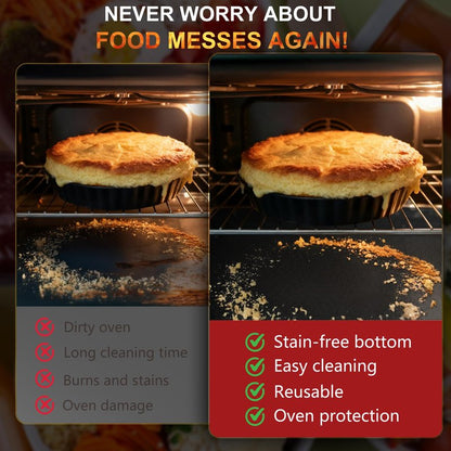 2 Pack Oven Liners for Bottom of Oven, 17"x25" Heavy Duty Non-Stick Oven Liner Mat, Reusable Heat Resistant Grill & Baking Mat, BPA/PFOA Free Roaster Liners, Fits Electric, Gas, Toaster Ovens (Black)