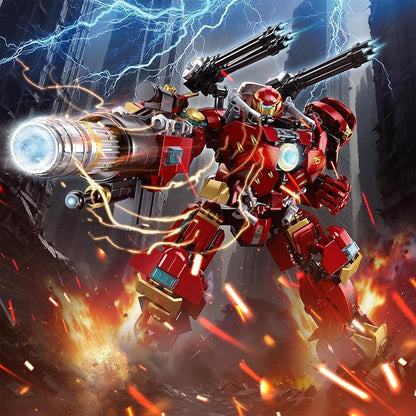 Mech Robot Transforming Building Blocks Set for Adults Red City Protector Mecha Model Action Figures Cool Creative Robots STEM Toys Gift for Teens Boys 588 Pieces