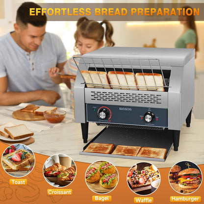 Commercial Conveyor Toaster 450 Slices/Hour Stainless Steel Toaster 2600W Heavy Duty Industrial Toasters Electric Oven with Dual Heating Tube for Bagel Bread Croissant Bakery Restaurant Cafe