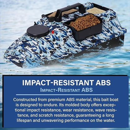 RC Bait Boat 546-Yard Range GPS Fishing Bait Boat with 4 Waypoint Auto Cruise 4.4lbs Capacity 3 Hoppers Dual Battery &amp Motor System
