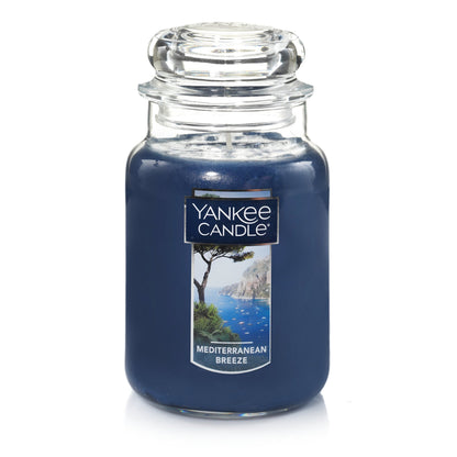 Yankee Candle Mediterranean Breeze Scented Classic 22oz Large Jar Single Wick Candle Over 110 Hours of Burn Time Paraffin-Grade Wax
