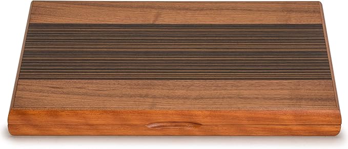 Yellow Mountain Imports Wooden Inlaid Backgammon Game Set Pasadena - Classic Strategy Board Game Set with Acrylic Playing Pieces &amp Wooden Dice Cups 15-inch Board