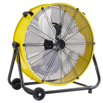Albott 24 Inch Industrial Floor Fan, High Velocity Drum Fan with 3 Speeds, Heavy Duty Metal Shop Fan with Wheels for Warehouse, Workshop, Garage, Factory Use