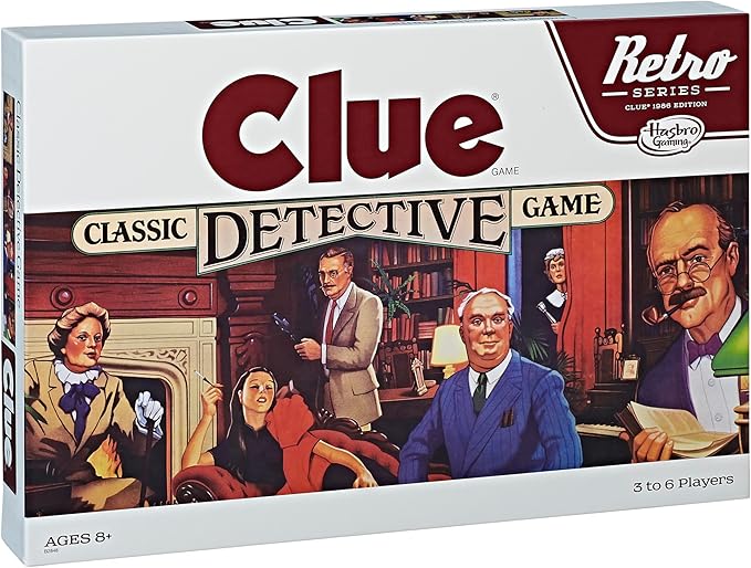 Hasbro Gaming Retro Series Clue 1986 Edition Board Game Classic Mystery Game for Kids Family Board Games for 3-6 Players Ages 8+ (Amazon Exclusive)