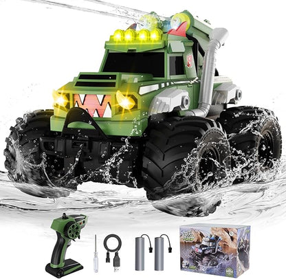 Remote Control Car Waterproof Monster Truck Toys RC Cars for Boys 1:18 Amphibious 4WD All Terrain Off-Road Pickup Toy Trucks Christmas Birthday Gift Boys Girls Kids Ages 6 7 8-12 Years Old