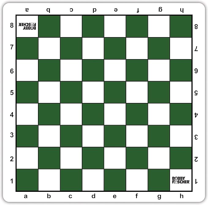 Bobby Fischer Tournament Roll Up Travel Chess Board - 20 inches - Mousepad Style with Green Squares by WE Games