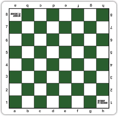 Bobby Fischer Tournament Roll Up Travel Chess Board - 20 inches - Mousepad Style with Green Squares by WE Games