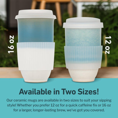 NOVA CERAMICS Travel Coffee Tumbler – Travel Mug - On the Go Coffee Mug – Microwave & Dishwasher Safe Green CoffeeTumbler - Gifts For Women Men Him Her – 16oz – Lagoon
