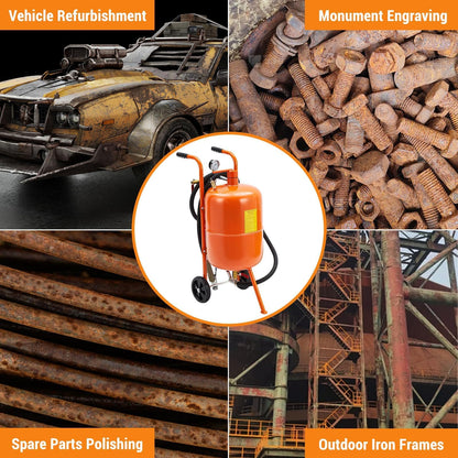 20 Gallon Sand Blaster Sand Blasting Machine, 60-110 Psi Pressure Air Sand Blasting Kit with 4 Ceramic Nozzles & Oil-Water Separator, Portable Abrasive Blaster for Paint Stain Rust Removal