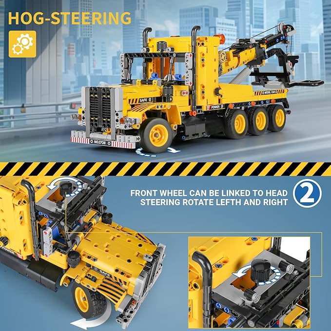 Mould King 17011 Heavy-Duty Tow Truck Building Toy Set Technology MOC Road Trailers Building Gift Toys for Kids Age 14+ (1250 Pieces)