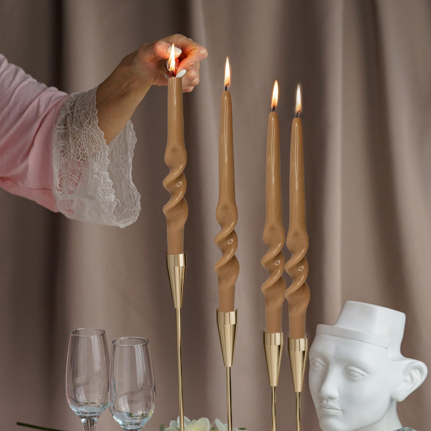 Spiral Taper Candle Twist Candles Dinner Candles Unscented Candle Stick Elegant Design for Home Décor Weddings Party Festive Seasons Holiday