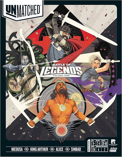 Restoration Games Unmatched Battle of Legends Vol 1 - Strategy Board Game for 2 to 4 Players - Expansion with 4 Heroes and Battlefields - 20-40 Min Playtime - Ages 9+