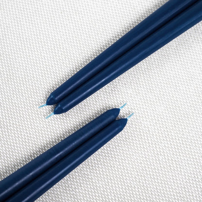 CANDWAX 10 Inch Taper Candles Set of 4 - Dripless and Unscented Candlesticks - Perfect for Dinner and Christmas - Dark Blue