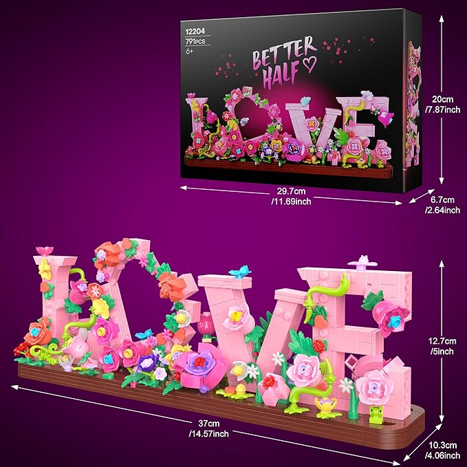 Flower Building Set for Love 791PCS DIY Romantic Floral Brick Kit Graduation Gift School Desk Decor Room Decoration Just Gift for Aged 6+ Kids Girls &amp Adults