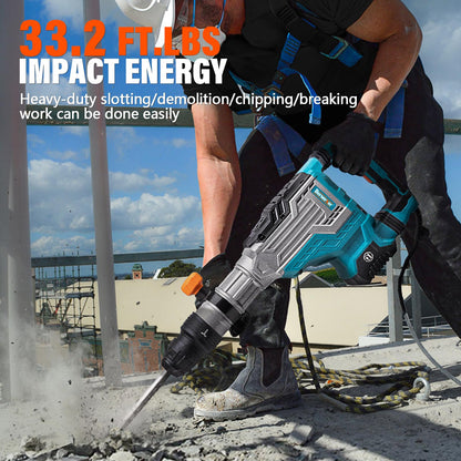 Berserker 1700W 25-Pound SDS-Max Demolition Jack Hammer, 1-9/16" 14-Amp Corded Electric Heavy Duty Demo Chipping Hammer Concrete/Pavement Breaker with Carrying Case Flat Chisel Bull Point Chisel