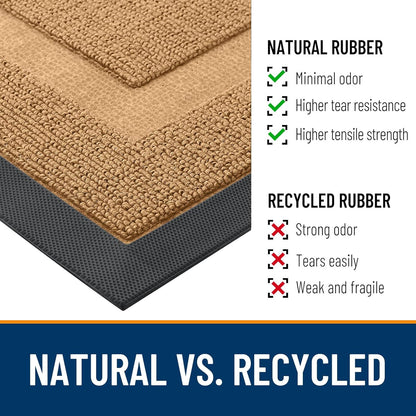 OLANLY Waterproof Front Door Mat - All-Season Indoor/Outdoor Doormat | Sturdy Natural Rubber, 47x17, Butter Yellow