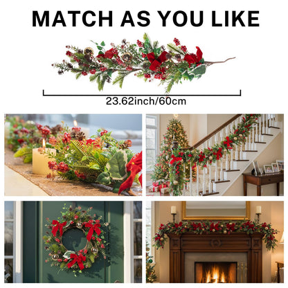 MOYEE Winter Christmas Candle Holder Centerpieces for Tables,Candle Ring, Black Metal Candlestick with an Artificial Wreath 14 in Versatile Dining Table Centrepiece (Red Bow Pinecone Wreath)